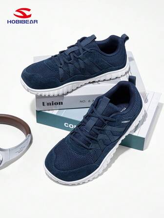 HOBIBEAR Blå sneakers för kvinnor - Lätta, mjuka och andningsbara skor med enfärgad sula, moderiktiga, låga sneakers för pendling och vardagsbruk