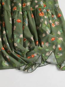 Falda holgada de gasa de cintura alta con estampado floral disperso para mujer EARO, favorecedora y versátil