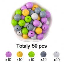 50 Peças Kit de Contas de Silicone Neon - Contas Redondas Vibrantes de 12/15mm em Conjunto Misto, Acessórios Artesanais de Joias DIY, Contas Decorativas de Moda para Caneta, Pulseira, Colar, Chaveiro e Presentes Criativos de Uso Múltiplo