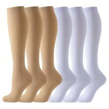 1/6 双装 黑色 米色 白色 蓝色 灰色 运动跑步骑行铜纤维压缩袜 男女通用 女士长袜 跑步支撑 女士运动小腿袜 - 彩色 - 查看 29