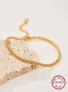 1 Peça Conjunto de Joias Pulseira de Prata 925 com Fileira de Diamantes, Hipoalergênico, Definido com Zircônia Artificial, Pulseira Colorida e da Moda, Adequada para Mulheres Usarem em Festas