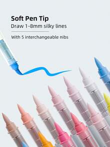 288/240/192/96色丙烯颜料马克笔套装，带收纳袋，学生艺术专业绘画软头马克笔，适用于纸张，可堆叠，可用于绘画、玻璃、防水人体彩绘，圣诞礼物，返校理想之选 - 彩色 - 查看 4