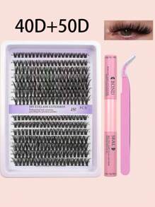 Kit de Extensão de Cílios DIY, 266/280/308/320 Peças Cílios Individuais, Extra Grossos, Curva D, Comprimentos Mistos 9-16mm, Olhar de Cílios Manga Wispy, Para Iniciantes e Reutilizáveis