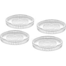 A 4-Piece Set Of Transparent Ribbed Glass Candle Trays, Suitable For Cylindrical Candles, Candles And Tea Lamps. The Candle Trays And Trays Have Raised Edges And Can Be Used As Weighted Drink Coasters, Wedding And Valentine's Day Table Center Decorations, Room Home Decorations, Coffee Coasters, Ashtrays, Festival Event Supplies, Family Gatherings, Theme Parties