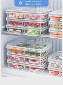 厨房冰箱冰柜专用密封保鲜盒厨房隔间收纳盒抗菌冷冻肉类容器 - 彩色 - 查看 3