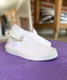 tenis Casuales choclo slip on choclo para Niños Niñas unisex zapatillas deportivas sin Agujetas 12-21 talla mexicana blanco lona basicos escolar - Multicolor - Ver 1