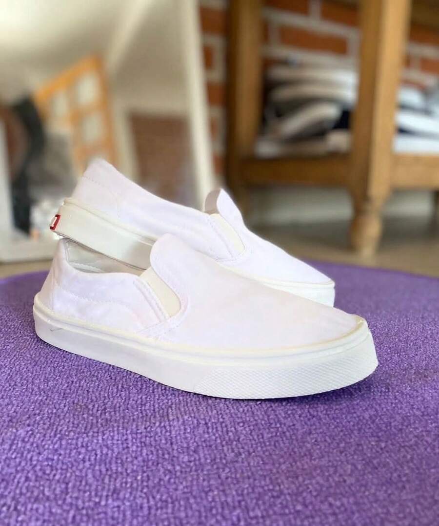 tenis Casuales choclo slip on choclo para Niños Niñas unisex zapatillas deportivas sin Agujetas 12-21 talla mexicana blanco lona basicos escolar - Multicolor - Ver 1