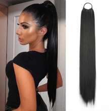 24 Inch Synthetic Long Straight Ponytail Hair Extensions Ponytail Wig Hairpiece For Women For Daily Wear