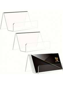1pc Acrylic Business Card Holders On The Office Desk, Transparent Plastic Desktop Business Card Display Stand, Business Card Holder, Business Card Holder, Can Accommodate 30-50 Business Cards, Acrylic Business Card Display Rack