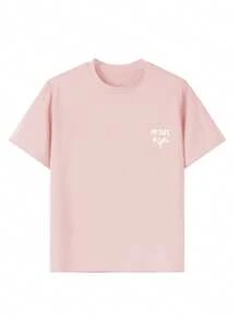Camiseta informal de manga corta con cuello redondo y estampado gráfico divertido para adolescentes, top de verano