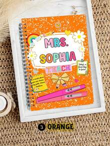Cuaderno personalizado con espiral, escala horizontal y líneas para maestros, regalo de aprecio a maestros, regalo de regreso a clases, regalo del Día del Maestro, expresión de gratitud a maestros, útiles escolares, regreso a clases, útiles escolares con dibujos animados, kawaii, personalizado, único, personalizado, trabajadores, clientes, estudiantes, para negocios/trabajo/oficina, para la escuela - Multicolor - Ver 16