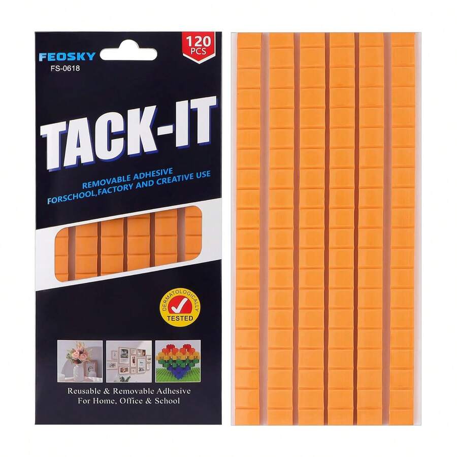 Feosky Adhesive Poster Sticky Tack Putty, Reusable And Removable Adhesive Putty, 120PCS, Mounting Putty For Displaying Wall Paintings, Museum Art Photography, Picture, Crafts (Blue, Pack Of 1) - 橘色 - 查看 1