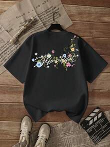 Lässiges, luftiges Sommer Blumen-T-Shirt mit Kurzarm, vintage amerikanischer Street-Style Unisex T-Shirt mit Halbarm, hochwertig
