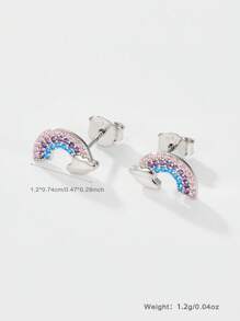 1 Paar 925 Sterling Silber Hypoallergene Glückliche Regenbogen Wolke Ohrringe - Besetzt mit funkelnden bunten Zirkonias, frisch, charmant und süß. Perfekt für Mädchen als tägliches Frühjahrs-/Sommeroutfit oder für Zusammenkünfte, ideal als Geburtstags-/Feriengeschenk für Mädchen oder Freunde