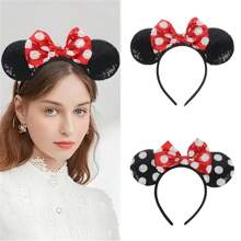 Disney 1pc New Disney Sequin Mickey Mouse Headband, Sequin Minnie Bow Hair Accessories, Holiday Party For Adults And Kids