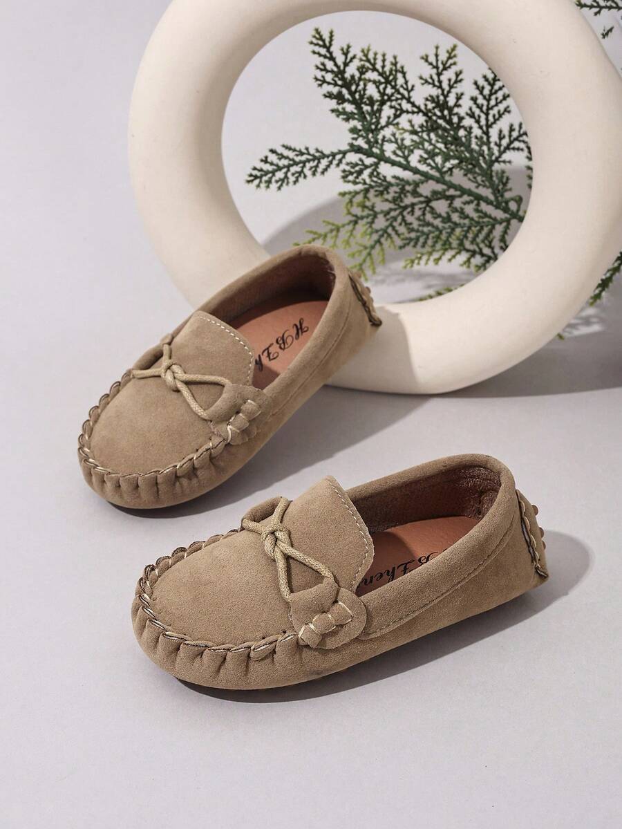 1 双经典平底婴儿鞋，时尚英伦风格春秋休闲鞋 - 卡其色 - 查看 1