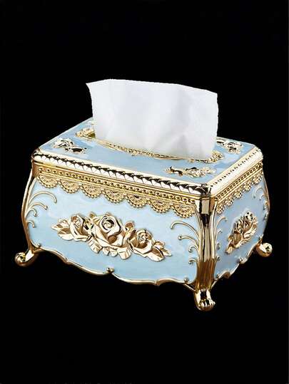 1 件豪华纸巾盒架优雅不防水塑料纸巾收纳架 - 装饰性欧式纸巾分配器，无需电力 - 适用于客厅 KTV、餐厅、野餐、花园别墅返校浴室配件