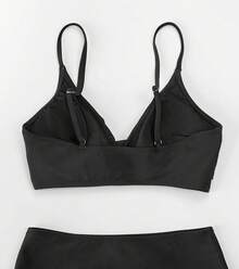 Women's Bikini Top Bathing Suit V Neck Adjustable Spaghetti Straps Twist Front - 黑色 - 查看 6