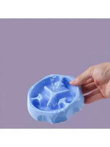 1pc Random Color Round Slow Feeder Pet Bowl, Anti-Spill Pet Supplies, Dog Bowl