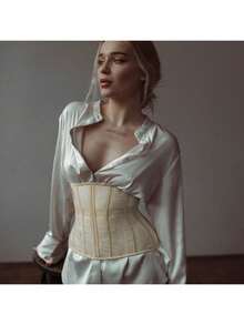 1pc Women's Tight Fit Sheer Mesh Waist Cincher Corset Halloween Costume