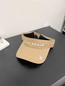 1 件女士纯色英文字母刺绣时尚休闲遮阳鸭舌帽，适合户外、跑步、旅行、购物和通勤