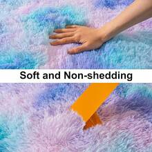 Soft Fluffy Shag Throw Area Rug, 2x4 Black, Non-Slip Bedroom, Hallways, Bedside, Dorm, Living Room - Long Shaggy Rug - Purple Rainbow - View 4