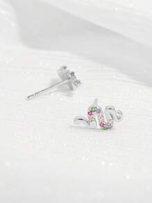 1 par de pendientes con diseño de serpiente de plata 925 con CZ, accesorio elegante y clásico para fiestas y uso diario