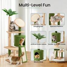 Cactus Cat Tree Green Cat Tree 57in Cat Tower For Indoor Cats Cactus Tower Condo For Kittens And Adults With Scratching Post Dangling Ball Perch Cat Self Groomer - Green - View 2