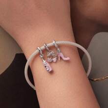 WOSTU 1 pieza Colgante lindo de lazo de plata de ley 925, colgante de tacones altos de cerezo rosa, colgante adorable para mujer, apto para collar, pulsera, joyería de moda, regalo
