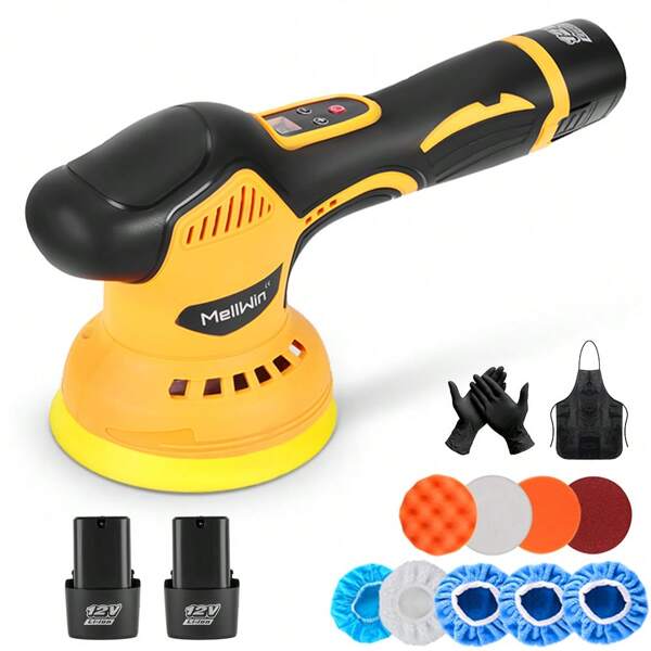 Yofidra Cordless Car Buffer Polisher Machine Car Buffers And Polishers Kit Cordless Polisher With 2 Batteries Variable Speed Electric Polisher Kit, Car Polishing Kit For Car Detailing/Polishing/Waxing