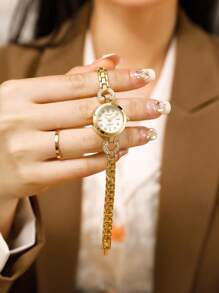 LIANDU LIANDU 1 New Fashion Golden Bracelet Women's Watch, Ornate,Vintage Luxury, Fashion Simple, Elegant Light Luxury, Elegant Hundred Women's Quartz Watch Suitable For Daily Wear And Best Holiday Gifts