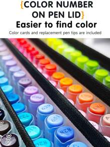 Guangna 1 Set de 240 Colores Nuevos Bolsa de Almacenamiento Estilo Marcadores de Pintura Acrílica de Fieltro, Colores Ricos, Páginas de Colorear Claras, Almacenamiento Clasificado, Claro de un Vistazo, Bolsa de Almacenamiento de PU + Material de Tela Oxford Gruesa y Elástica, Se Puede Llevar en un Hombro y Ambos Hombros, Adecuado para Pintar, Útiles Escolares, Vuelta al Colegio