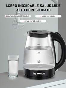 Hervidor eléctrico de 2.0L, hervidor de vidrio con LED azul, 1000 vatios, ebullición rápida, fácil de limpiar, protección contra ebullición en seco, protección contra fallas de energía - Tipo de Enchufe A USA (110-127V) - Ver 2