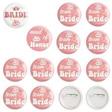 单身派对纽扣别针套装 - 新娘纽扣、伴娘和纽扣别针装饰，适用于新娘送礼会婚礼单身派对用品（白色、玫瑰金） - 彩色 - 查看 1