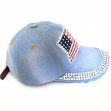 S.American Flag Baseball Cap Sparkle Rhinestone USA Flag Deim Hip Hop Hat - 3c - View 3