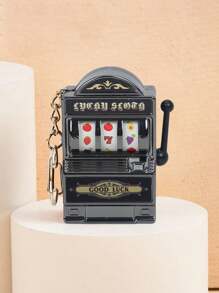 1 pièce Mini machine à sous drôle et mignonne porte-clés pendentif machine à sous avec rouleau tournant et porte-clés pour cadeaux de vacances, décorations de gâteau d'anniversaire, fournitures de fête, porte-clés de sac, pendentif de perle, petit cadeau, accessoires de voiture, breloques de sac à dos pour l'école