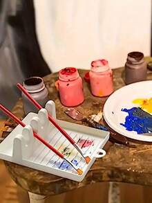 4-Slot Paint Brush & Brush Holder With Multiple Decorations, Convenient For Painting Learning,Back To School,School Supplies