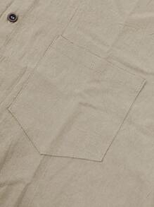 2pcs/Set Men's Linen Outfit, Plain Single-Breasted Short Sleeve Shirt & Trousers, Casual Light Weight Summer Linen Wear For Men, Cozy Outfits