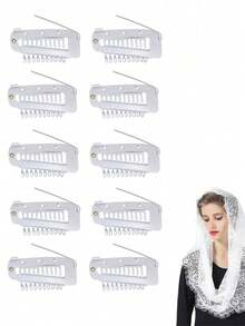 50个/20个/15个/10个/6个/3个装 流行发夹，帽子、面纱、围巾固定夹，假发发夹，弹性BB夹，发饰，头部饰品，女士发饰 - 黑色 - 查看 2