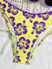 Bộ đồ bơi hai mảnh in hoa hở lưng phong cách phương Tây thời trang mới cho kỳ nghỉ bãi biển mùa hè dành cho nữ - Nhiều màu - Xem 5