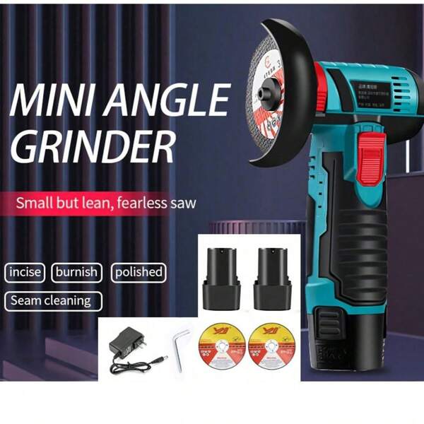 Amoladora angular inalámbrica de ión de litio, máquina eléctrica multifuncional MINI de rectificado y corte, con cargador y batería de 2000mAh (1 pieza o 2 piezas), apta para corte y rectificado de metal, madera, piedra, tubería de PVC y limpieza de azulejos