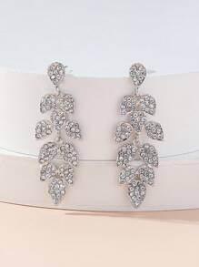 1 Pair Elegant Luxury Full Diamond Long Dangle Earrings, Suitable For Women To Wear On Important Occasions
