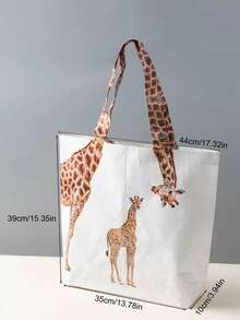 1 件奇异的长颈鹿图案手提包 - 大容量、防水、防潮、可重复使用、耐磨、适合旅行的手提包，适合购物、储存和日常使用 - 完美的礼物创意 - 彩色 - 查看 5