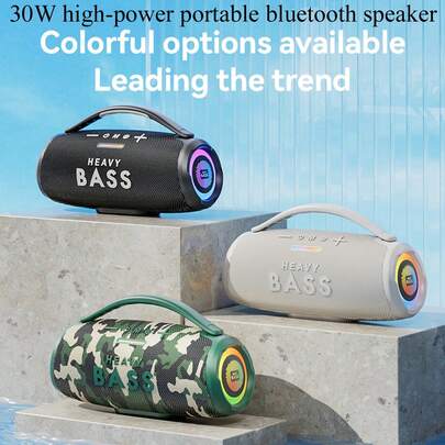 Loa Bluetooth không dây công suất cao 30W + Loa siêu trầm màng rung, chất lượng cao, di động có tay cầm, hỗ trợ khe cắm thẻ, ổ đĩa U, đầu ra âm thanh, radio, thích hợp cho các buổi tụ họp tại nhà, tiệc tùng, ngoài trời và nhiều tình huống khác