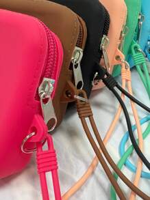 1 bolsa de cosméticos de silicona de unicolor con forma de corazón, bolsa de almacenamiento de gran capacidad, bolso con cuerda colgante, bolso simple para mamá, monedero, estuche para lápiz labial, bolso cuadrado, bolsa de almacenamiento para brochas de maquillaje, silicona suave, uso multifuncional, a prueba de humedad, a prueba de moho, resistente al calor y fácil de limpiar, cremallera suave sin óxido, tacto cómodo, equipado con cuerda colgante, bolsa de cosméticos, bolsa de maquillaje grande, regalos de Navidad, bolsa, viaje, bolsa, embrague / bolso pequeño, organizador de maquillaje, bolsa, soporte para brochas, mini bolsa, bolsa de gran capacidad