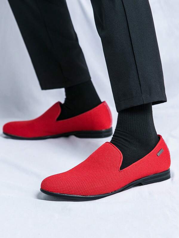 Sapatos sociais masculinos plus size com bico fino, calçados formais da moda, tecido respirável, estilo casual para caminhada, confortáveis para dirigir, cor vermelha, adequados para casamentos