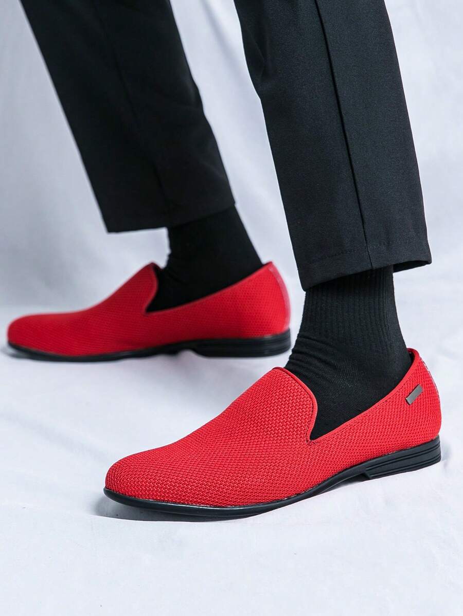 Sapatos sociais masculinos plus size com bico fino, calçados formais da moda, tecido respirável, estilo casual para caminhada, confortáveis para dirigir, cor vermelha, adequados para casamentos