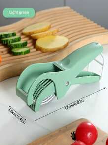 1pc Stainless Steel Manual Vegetable & Fruit Slicer - Multi-Functional Kitchen Manual Tool, Suitable For Cucumber, Banana, Onion, Salad, Chili, Slices Quickly And Evenly, Dishwasher Friendly