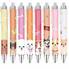 8pcs/Set Dog Shaped Ballpoint Pen Gift Set, Cute Stationery, Suitable For School, Office Desk Decoration, Valentine's Day Gift For Her School Supplies,Back To School