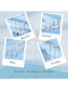 1pc Hexagon Acrylic Necklace Display Stand, Tabletop Jewelry, Bracelet Rack, Jewelry Organizer, Holder, Can Display 84pcs